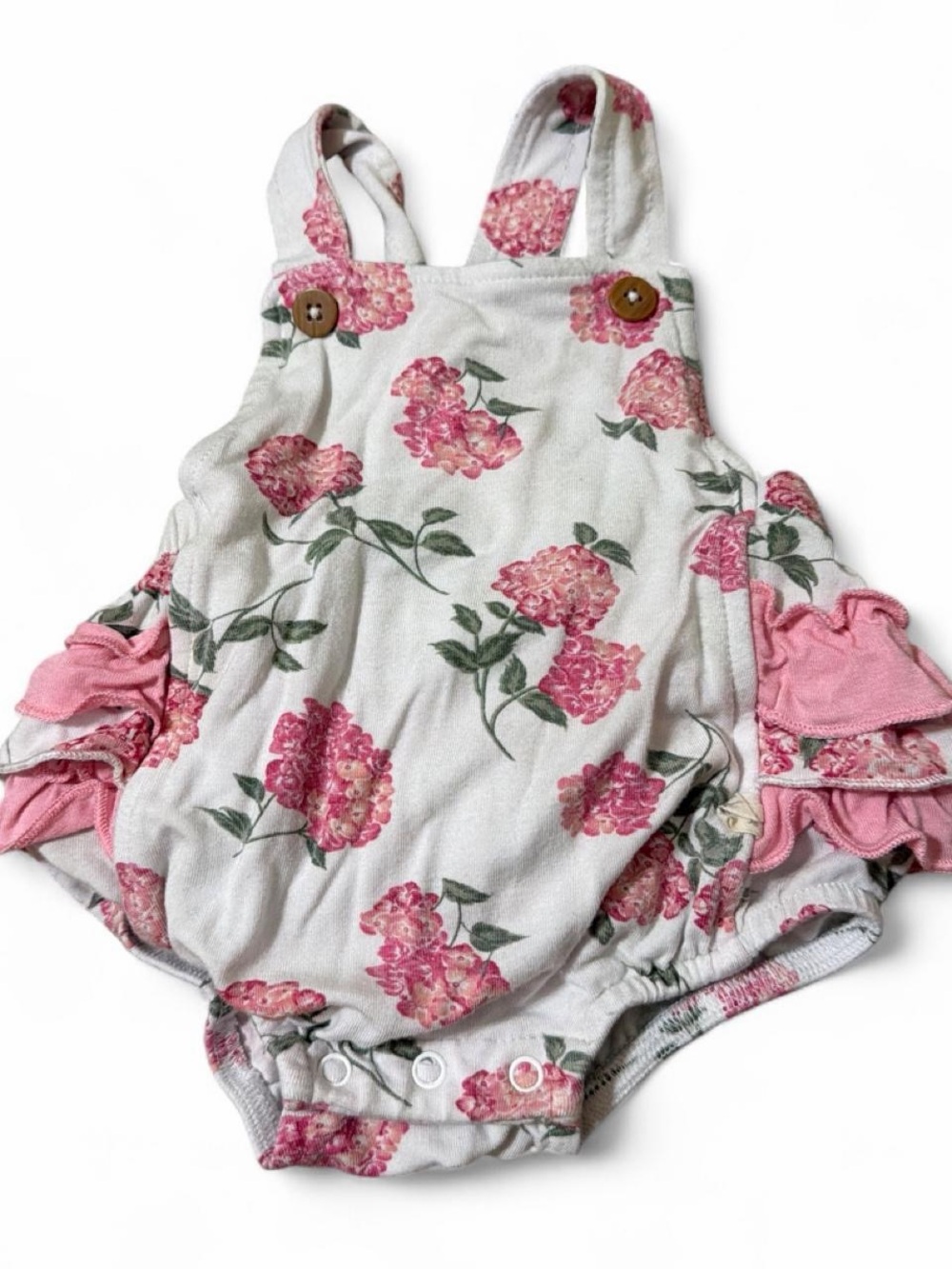 Milkberry Pink Floral Ruffled Baby One-Piece Romper